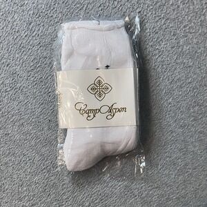 Camp Aspen Socks Unisex OS White Crew Cotton Blend Ribbed Knit Casual New